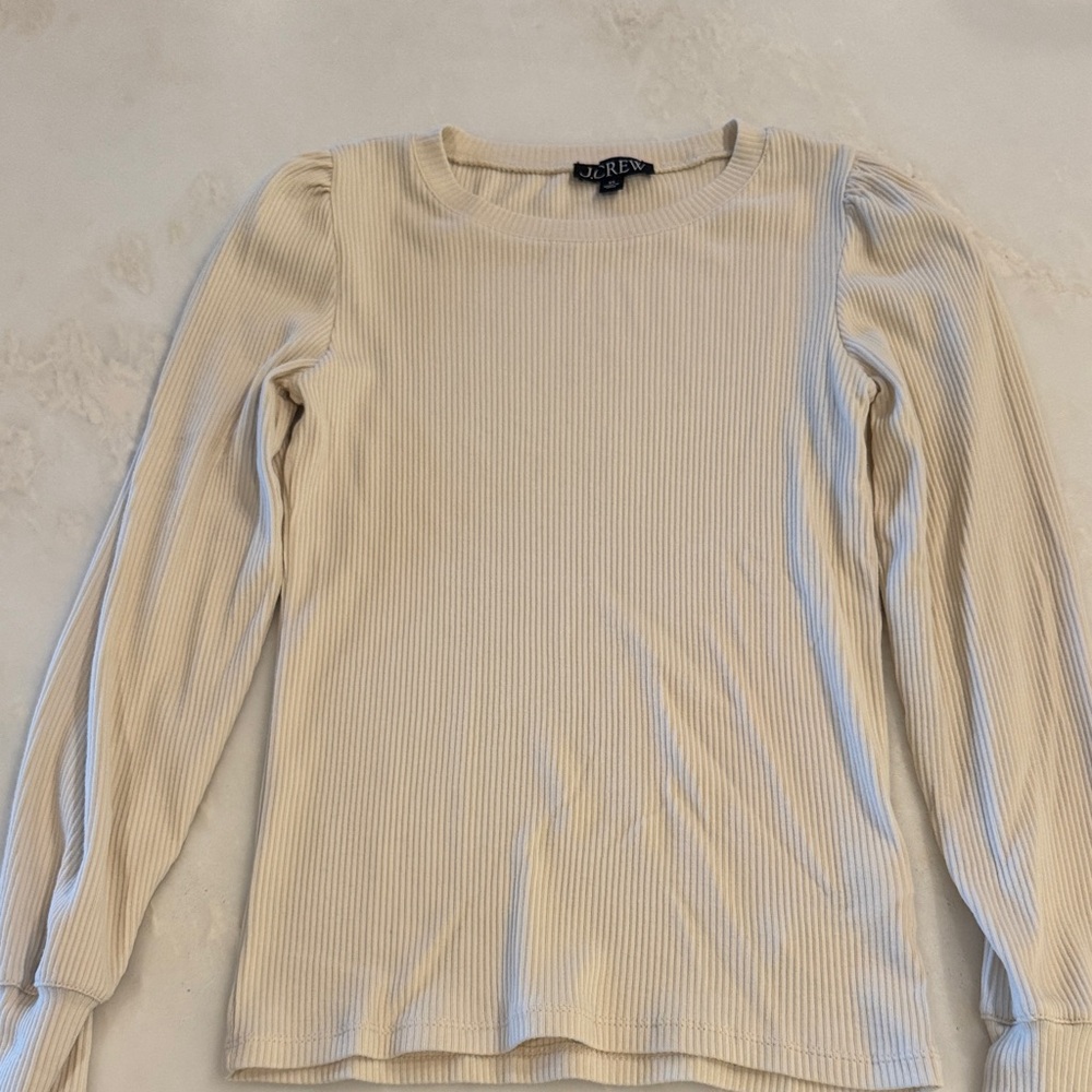 Zara Beige Ribbed Long Sleeve Top